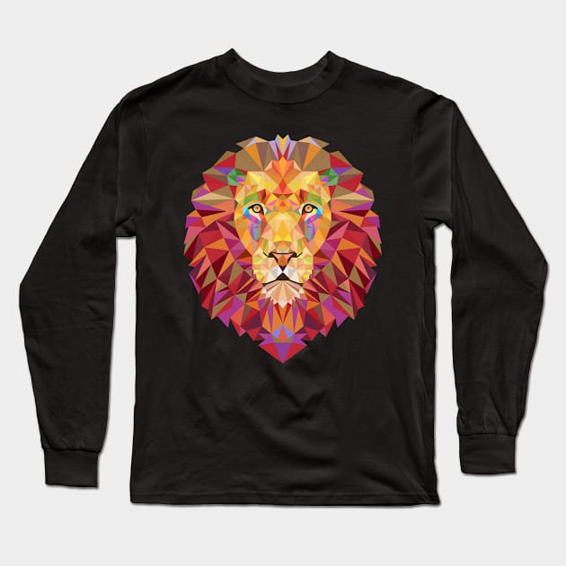 Geometric Lion Long Sleeve T-Shirt by EsotericExposal